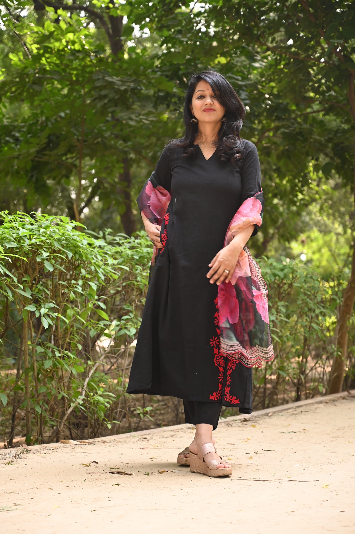 Cierra Black Side Slit Suit Set