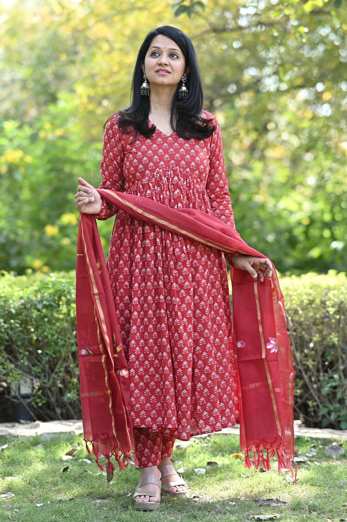 Aabroo Heritage Anarkali Cotton Suit Set