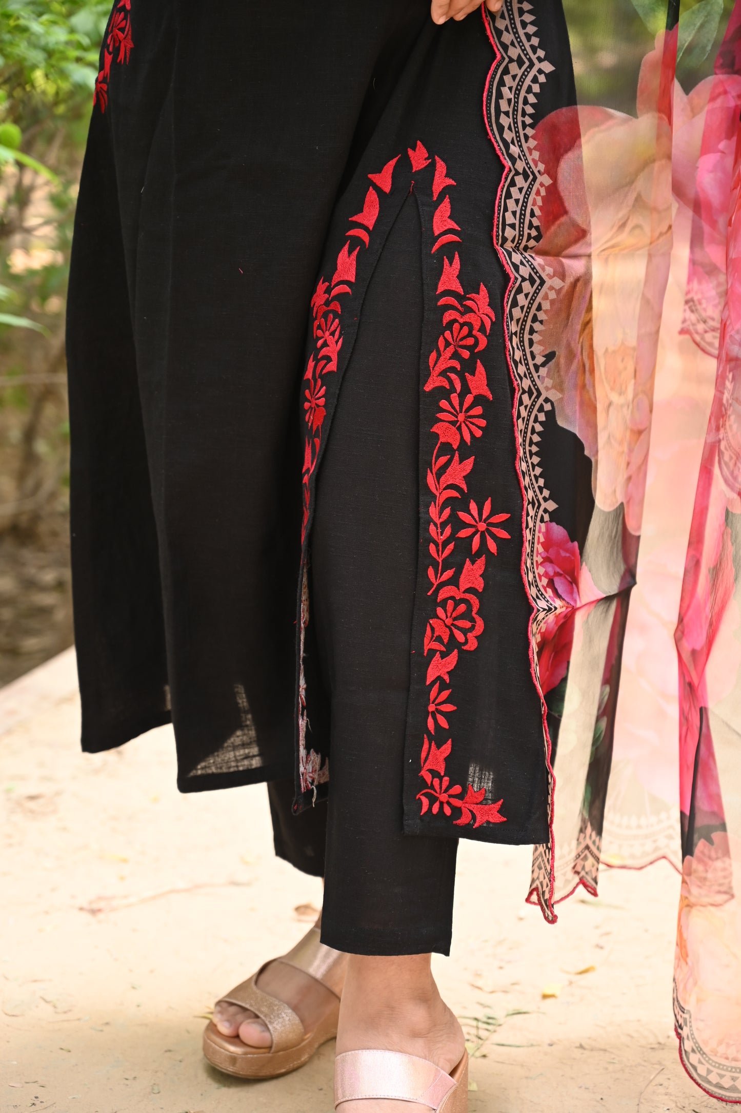 Cierra Black Side Slit Suit Set