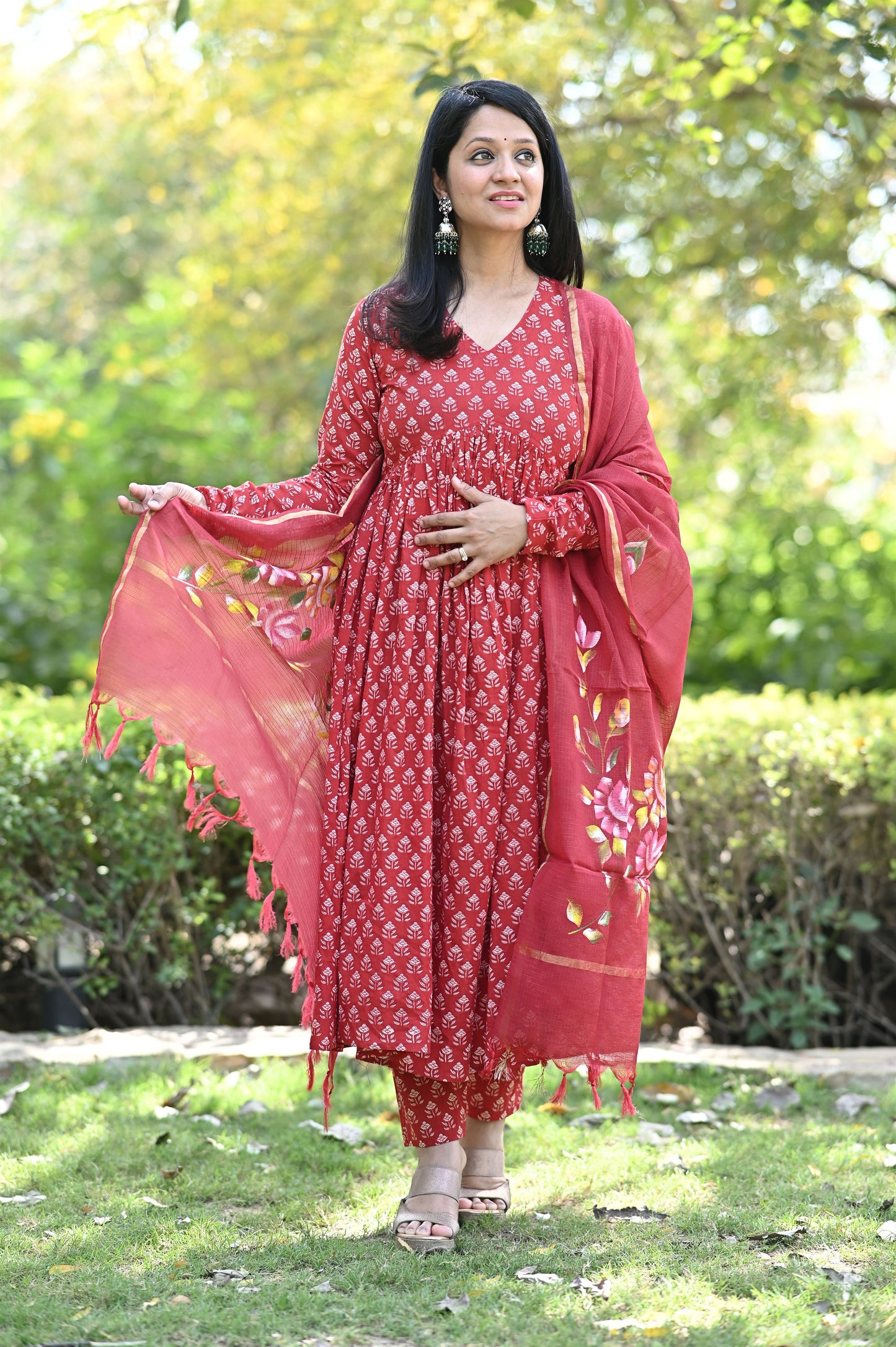 Aabroo Heritage Anarkali Cotton Suit Set