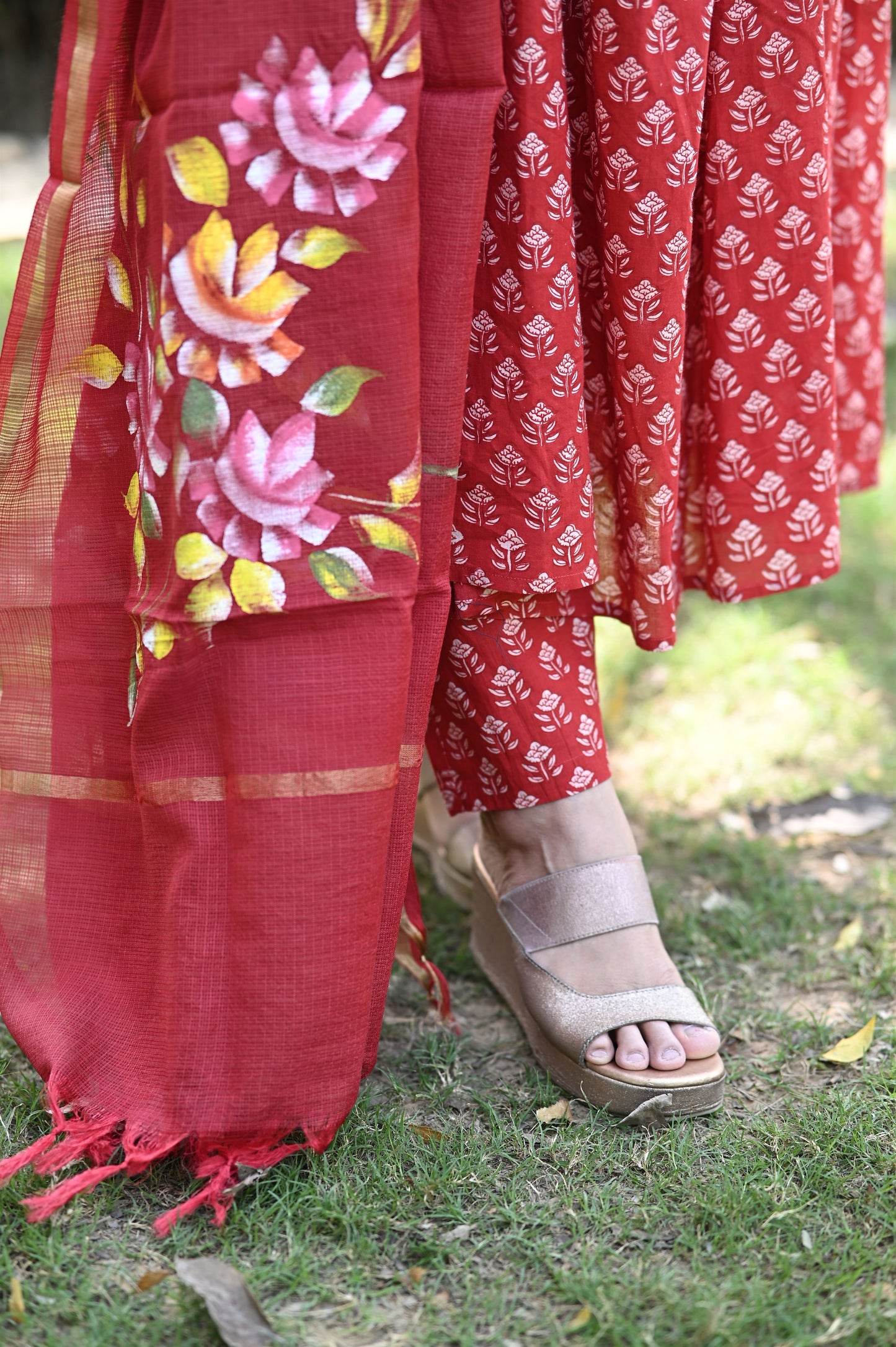 Aabroo Heritage Anarkali Cotton Suit Set