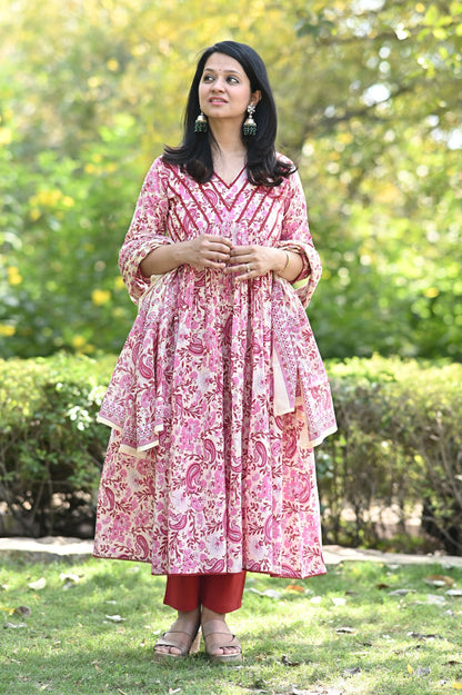 Anicham Alia Anarkali Cotton Suit Set