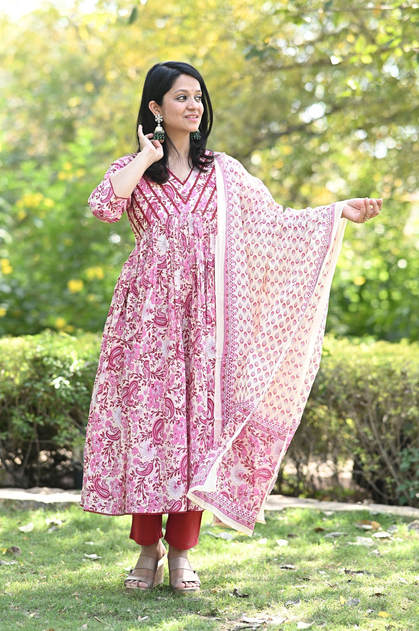 Anicham Alia Anarkali Cotton Suit Set
