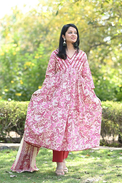 Anicham Alia Anarkali Cotton Suit Set