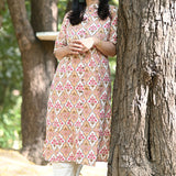 Esha Peach Cotton Kurti