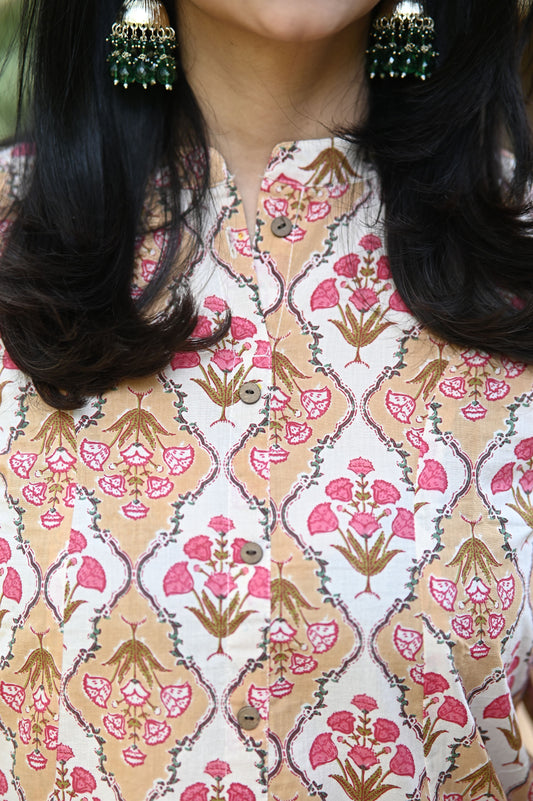 Esha Peach Cotton Kurti