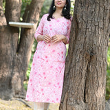 Gulvi Pink Cotton Kurti