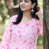 Gulvi Pink Cotton Kurti