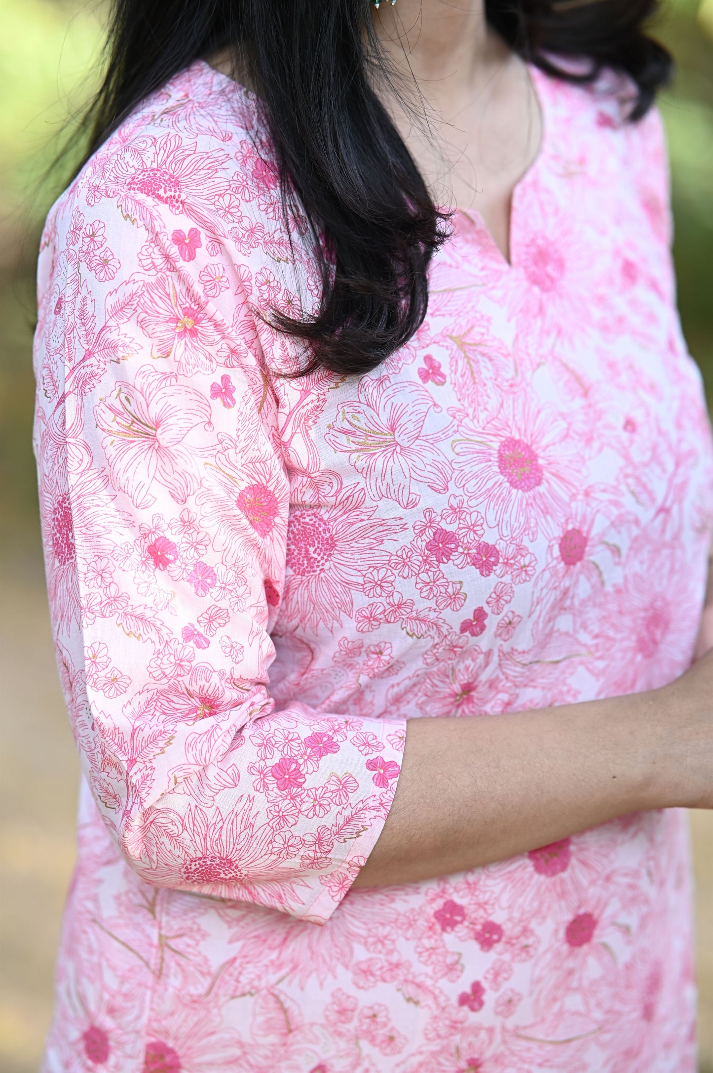 Gulvi Pink Cotton Kurti