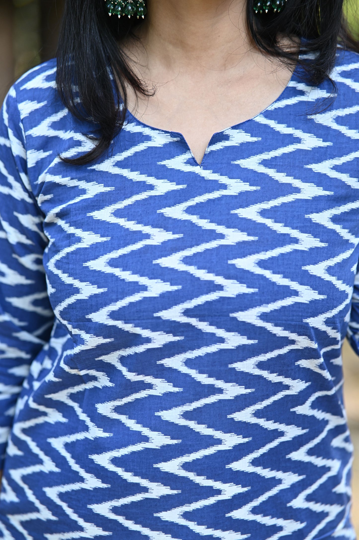 Blue Zig Zag Cotton Kurti