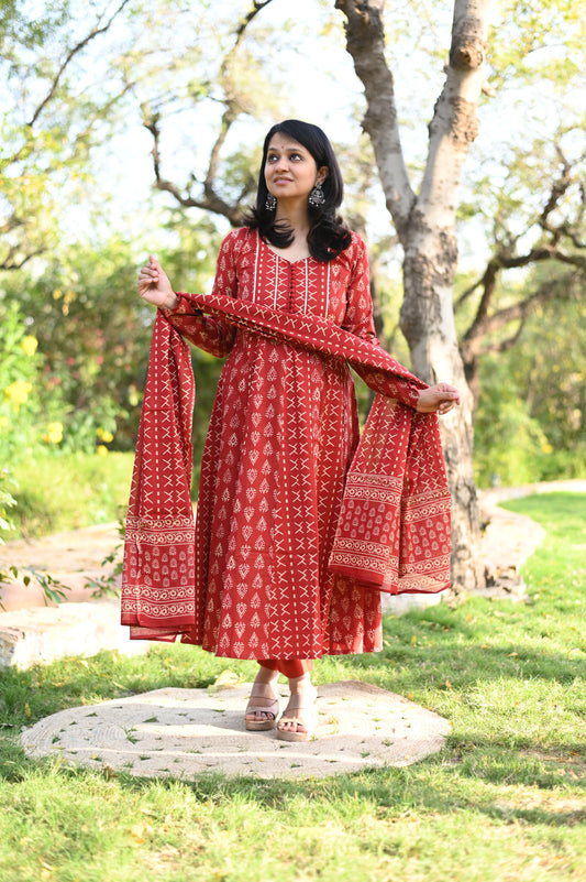 Marina Anarkali Cotton Suit Set