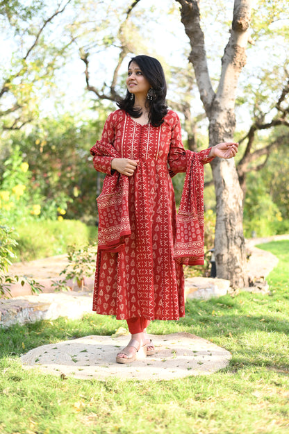 Marina Anarkali Cotton Suit Set