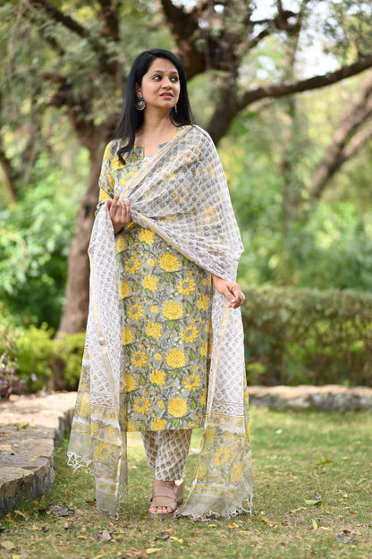 Kiara Hand Block Cotton Suit Set