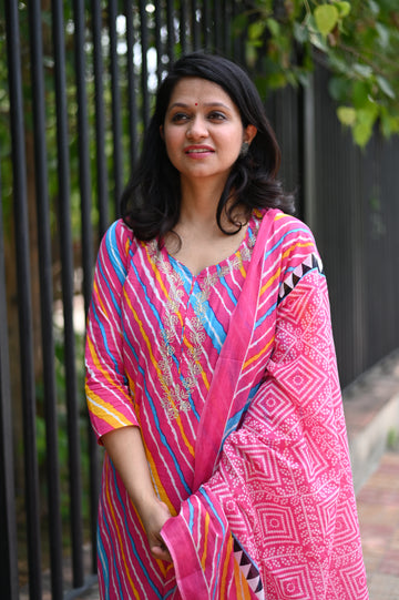 Multicolor Lehariya Suit Set