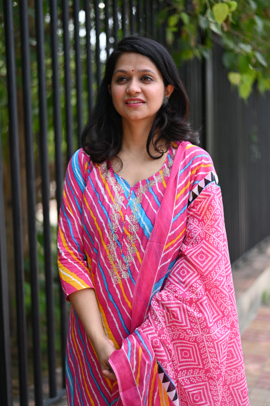 Multicolor Lehariya Suit Set