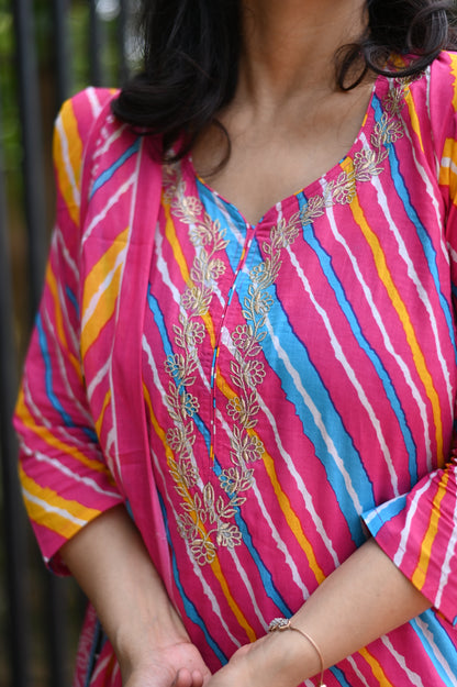 Multicolor Lehariya Suit Set