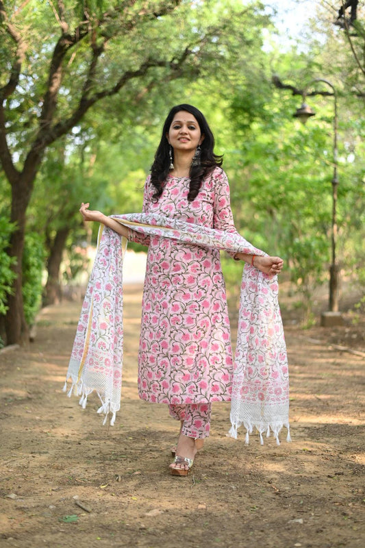 Jaal-Boota Print Suit Set
