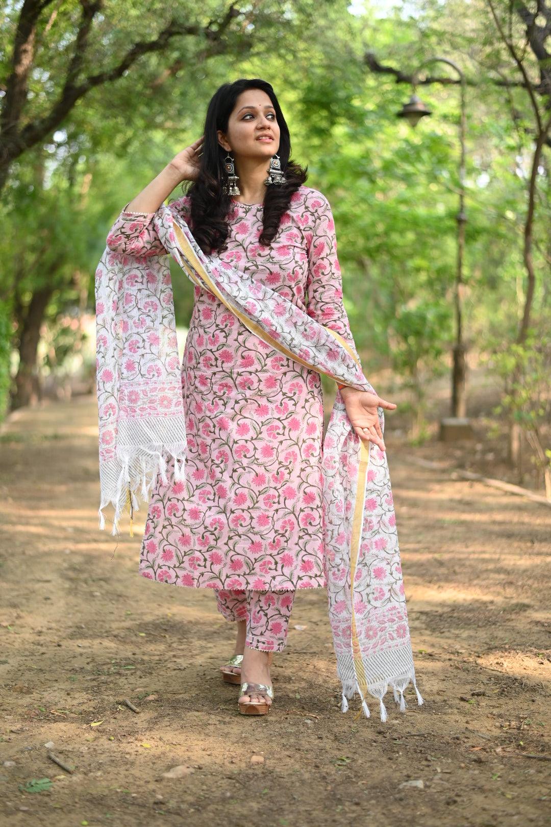 Jaal-Boota Print Suit Set