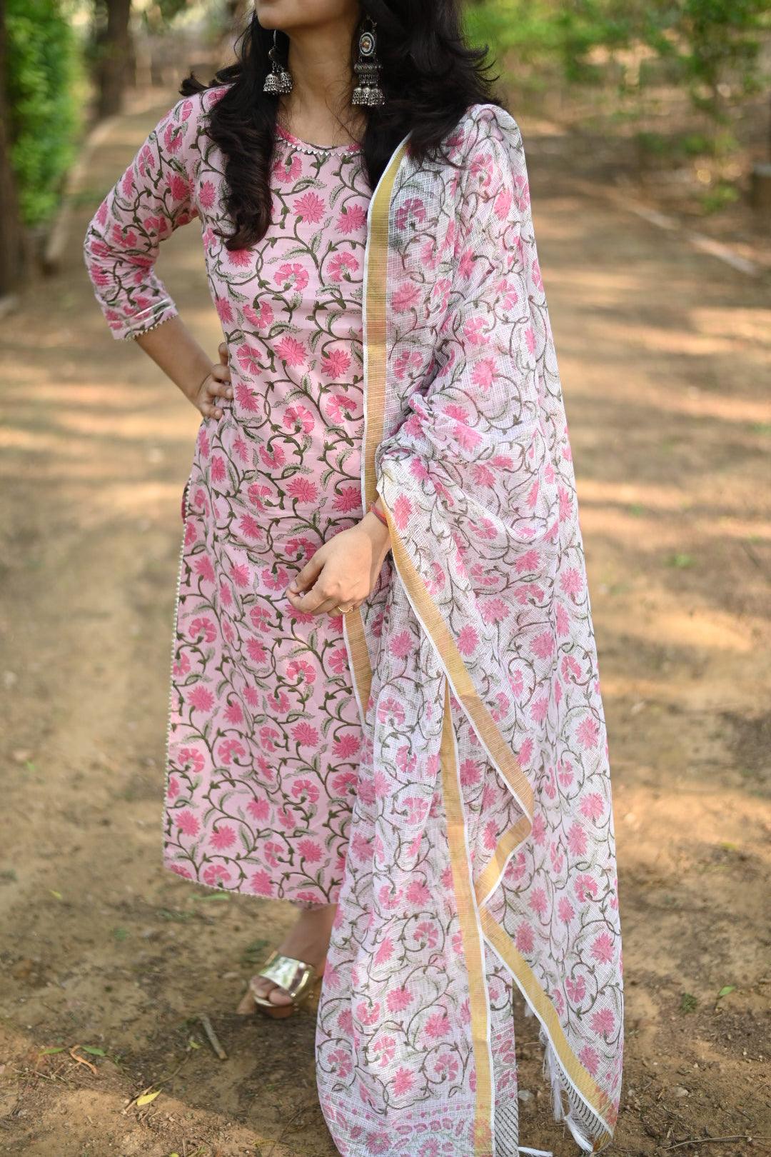 Jaal-Boota Print Suit Set