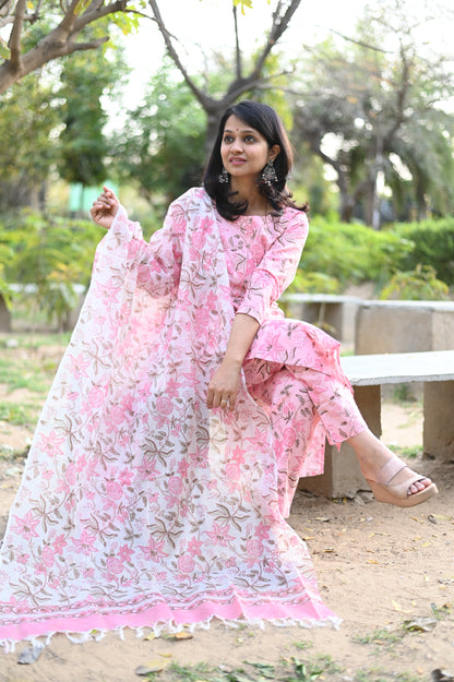 Kaartiki Hand Block Cotton Suit Set