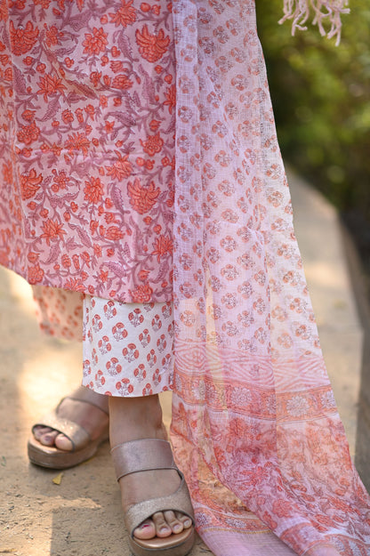 Kesari Hand Block Cotton Suit Set