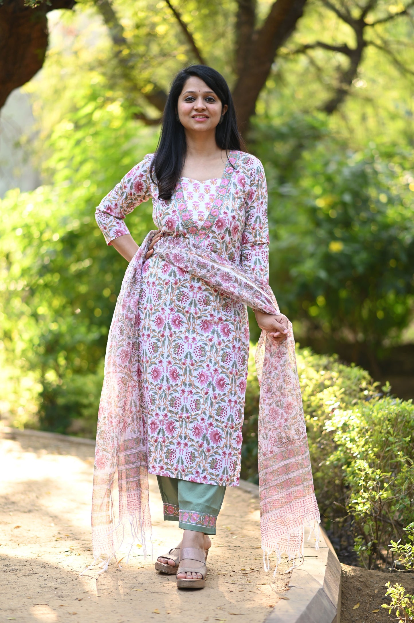 Rajni Hand Block Cotton Suit Set