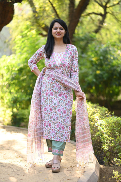 Rajni Hand Block Cotton Suit Set