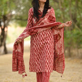 Red Bagru Suit Set