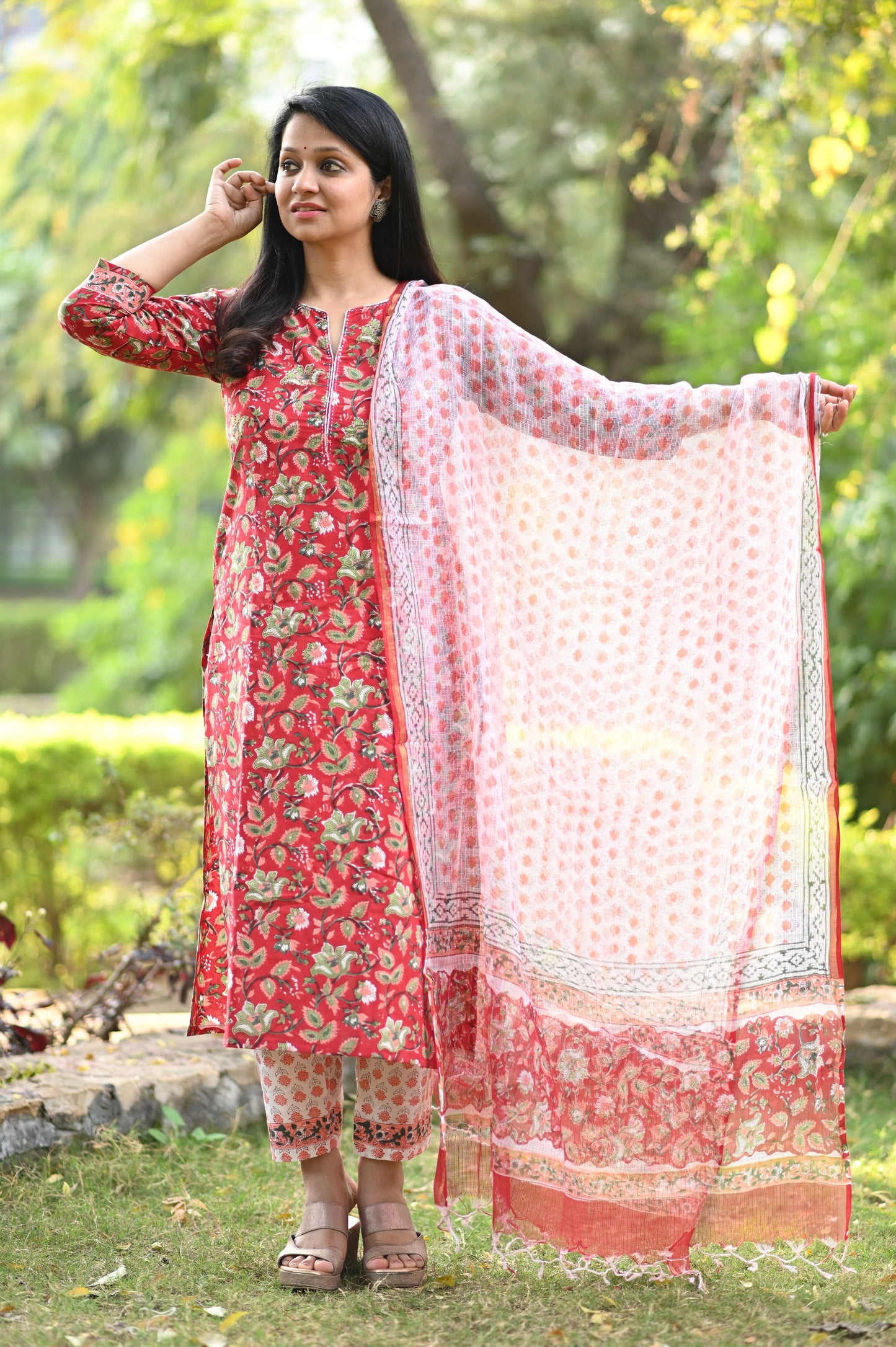 Mallika Hand Block Cotton Suit Set