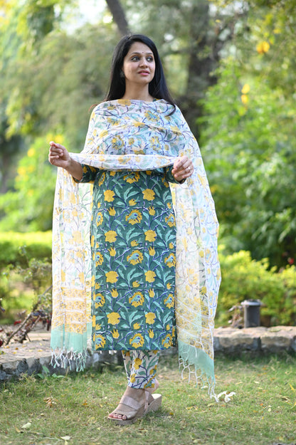 Harini Hand Block Cotton Suit Set
