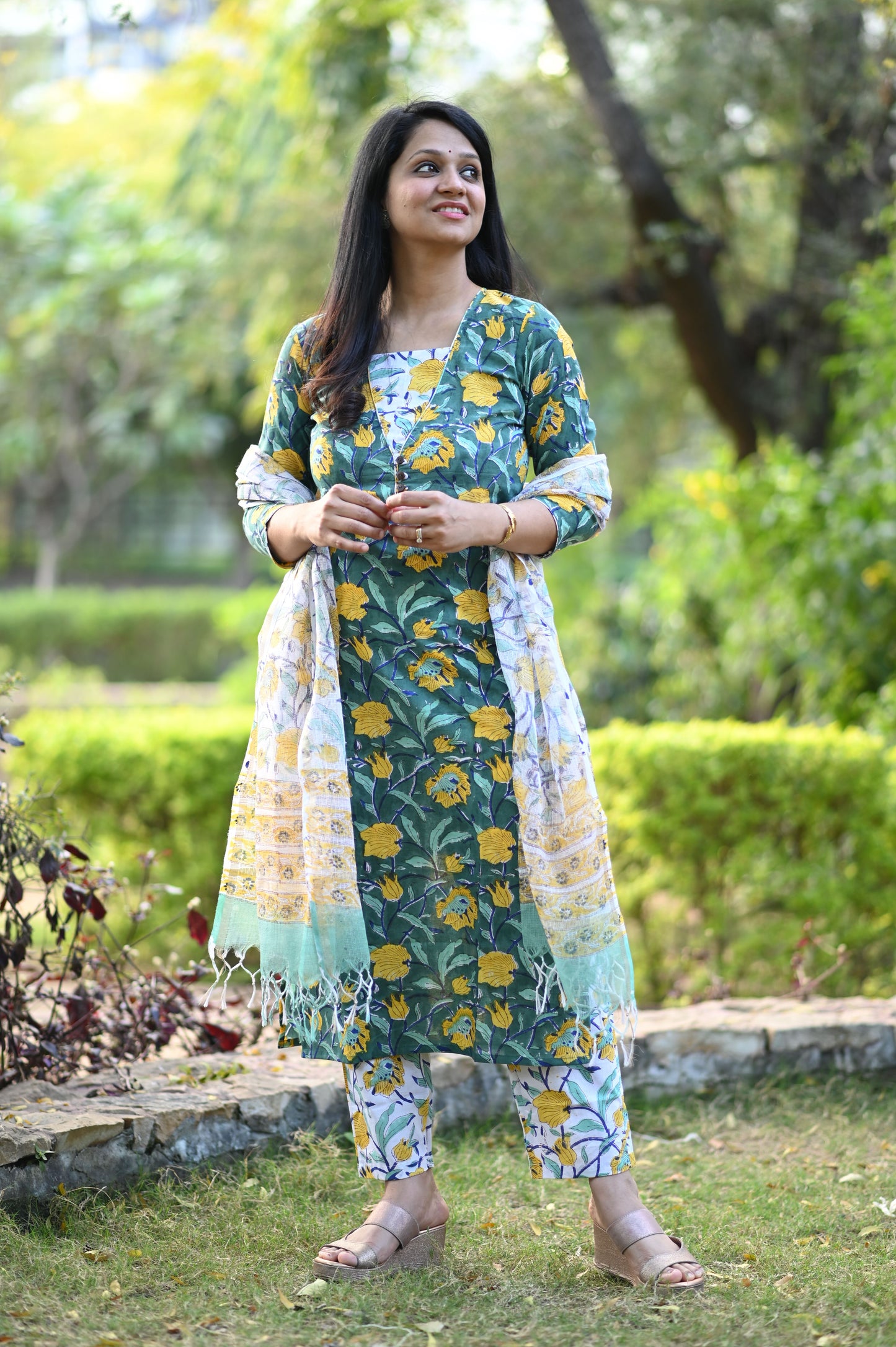 Harini Hand Block Cotton Suit Set