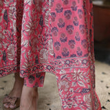 Gulraaz Pink Handblock Anarkali Suit Set
