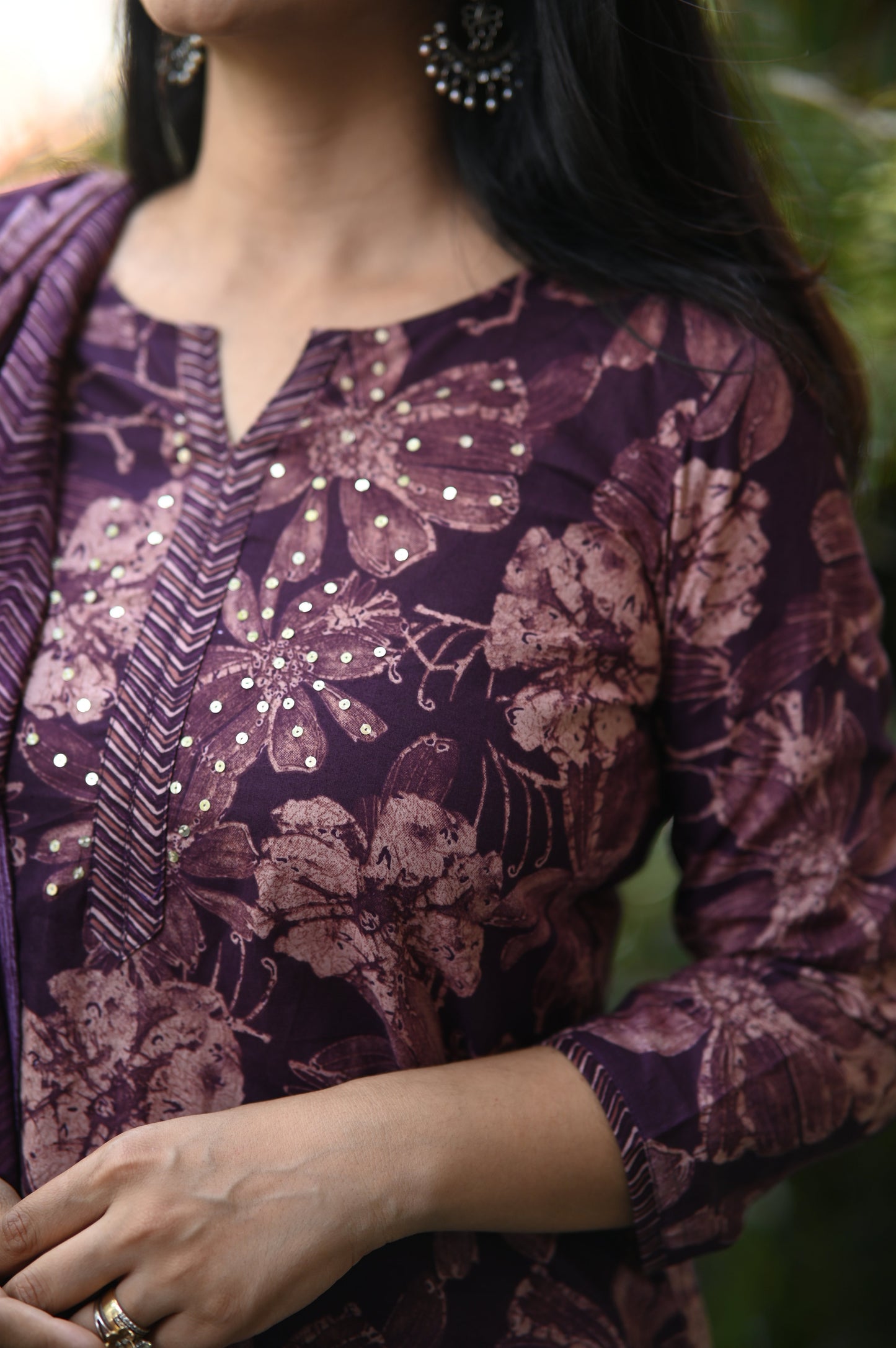 Vibrant Wine Designer Cotton Suit Set