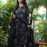 Lush Black Designer Cotton Suit Set