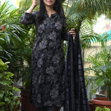 Lush Black Designer Cotton Suit Set