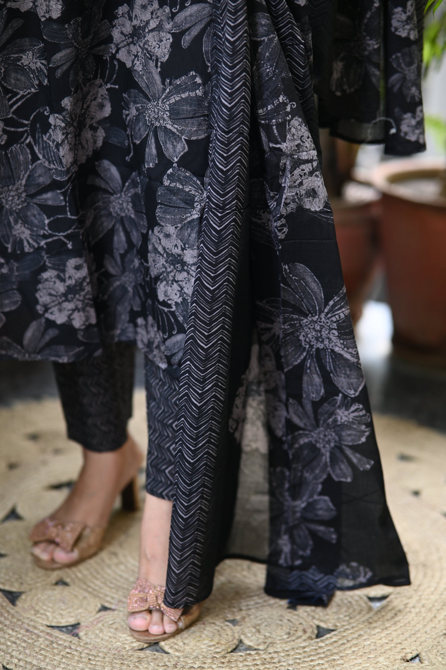 Lush Black Designer Cotton Suit Set