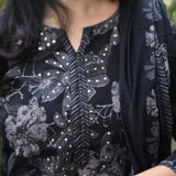 Lush Black Designer Cotton Suit Set