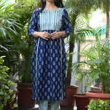 Aarvi Indigo Cotton Kurta Pant Set