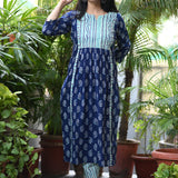 Aarvi Indigo Cotton Kurta Pant Set
