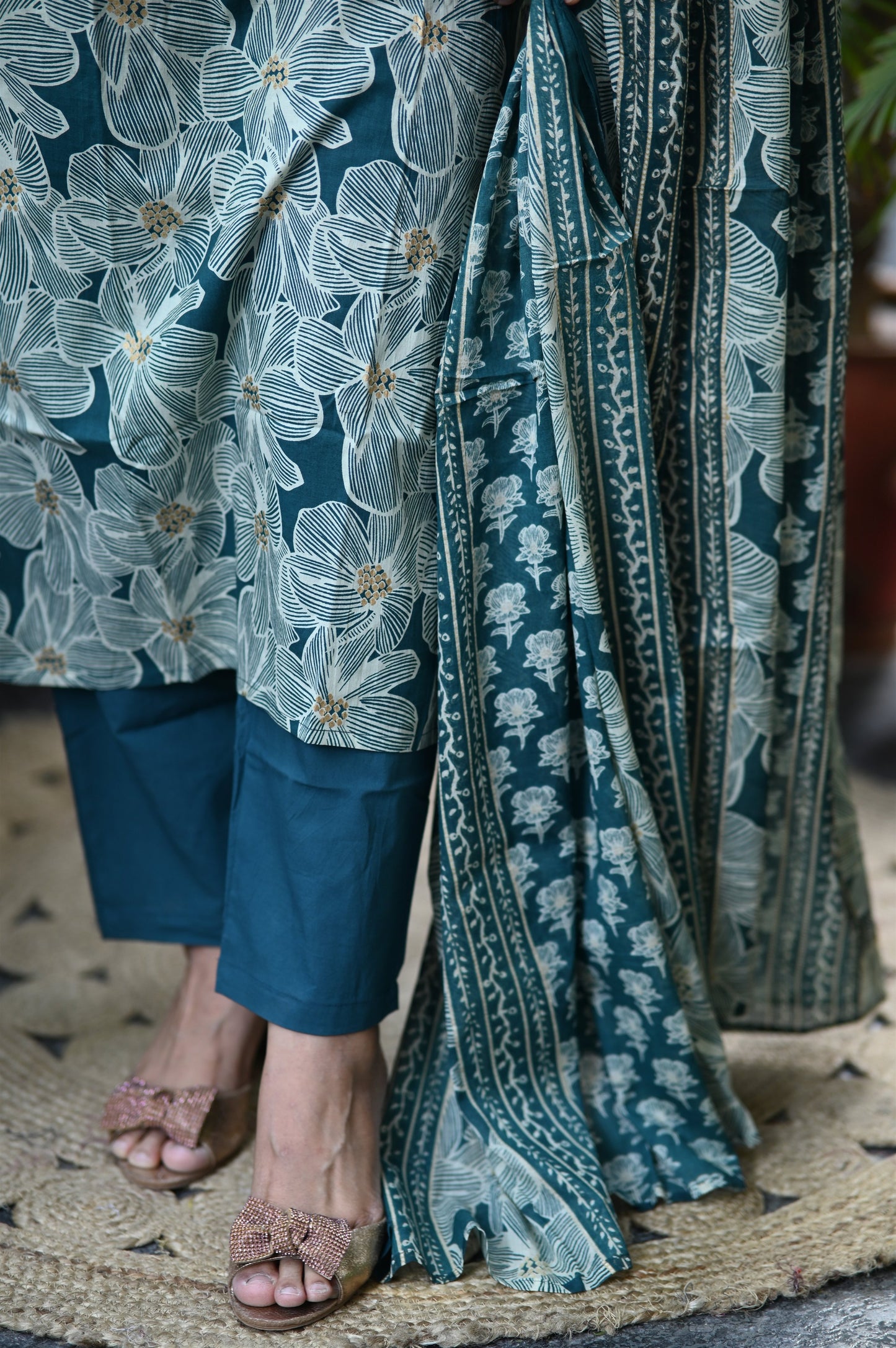 Ocean Blue Designer Cotton Suit Set