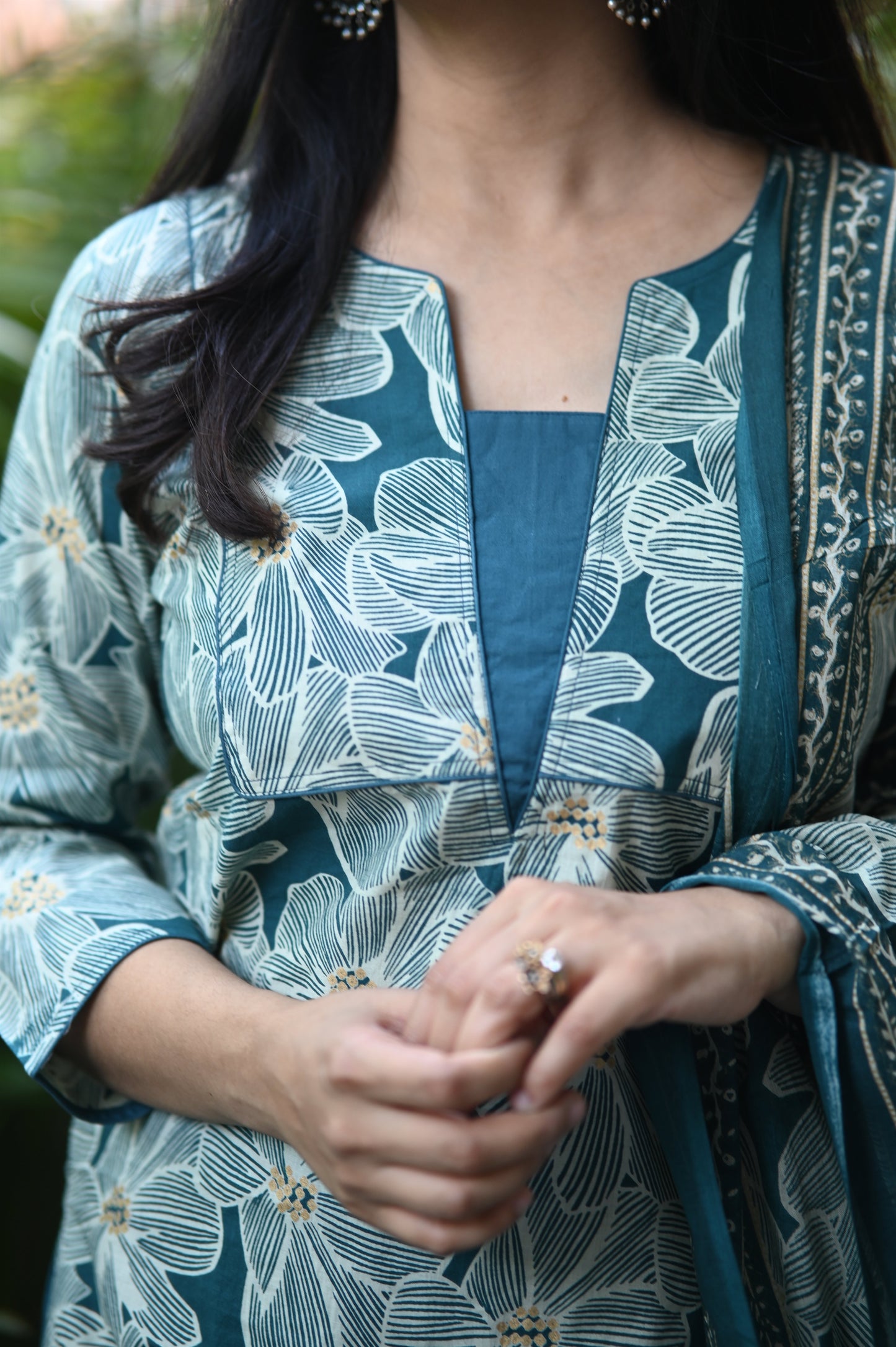 Ocean Blue Designer Cotton Suit Set