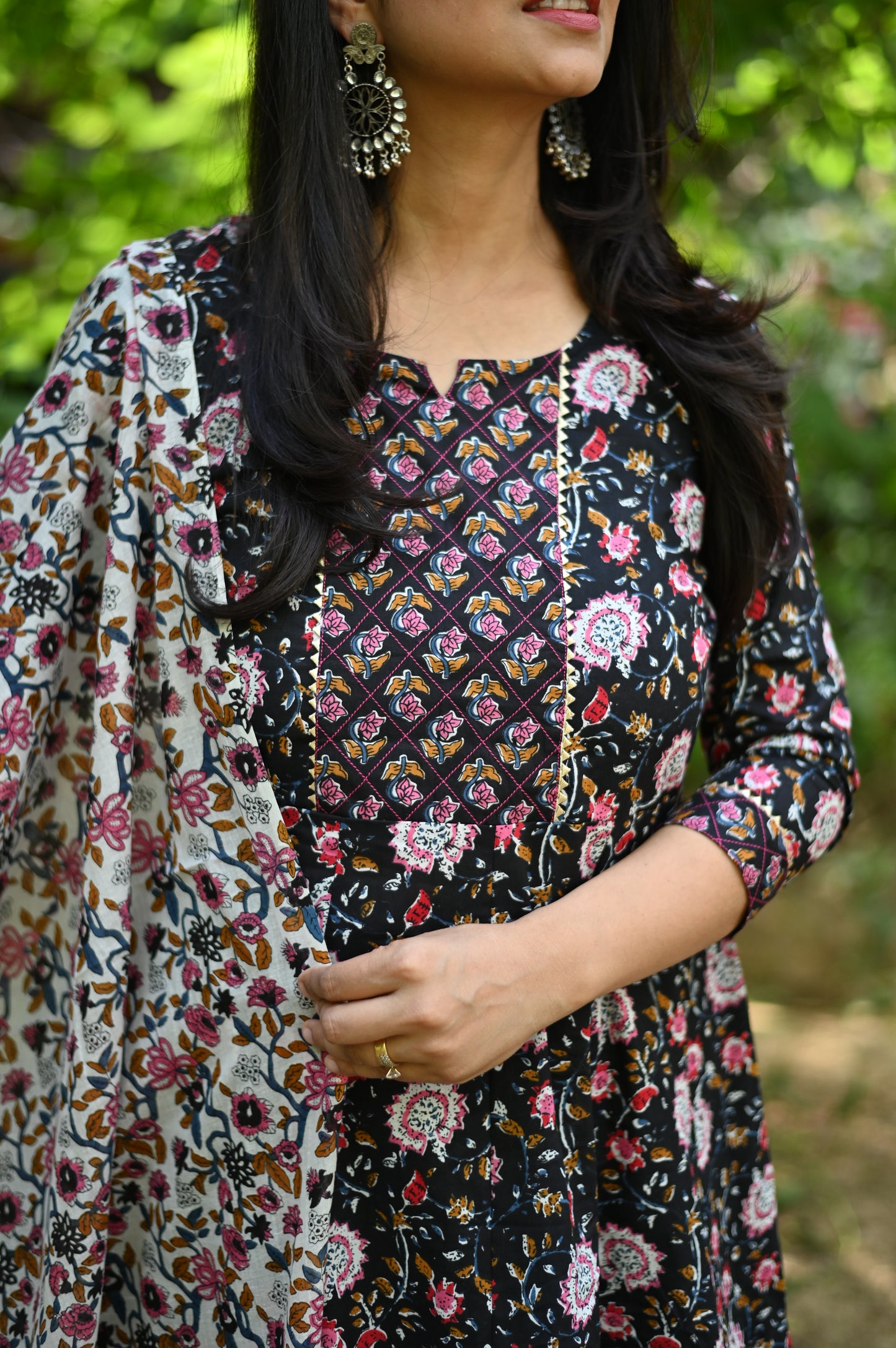 Mansi Black Anarkali Cotton Suit Set