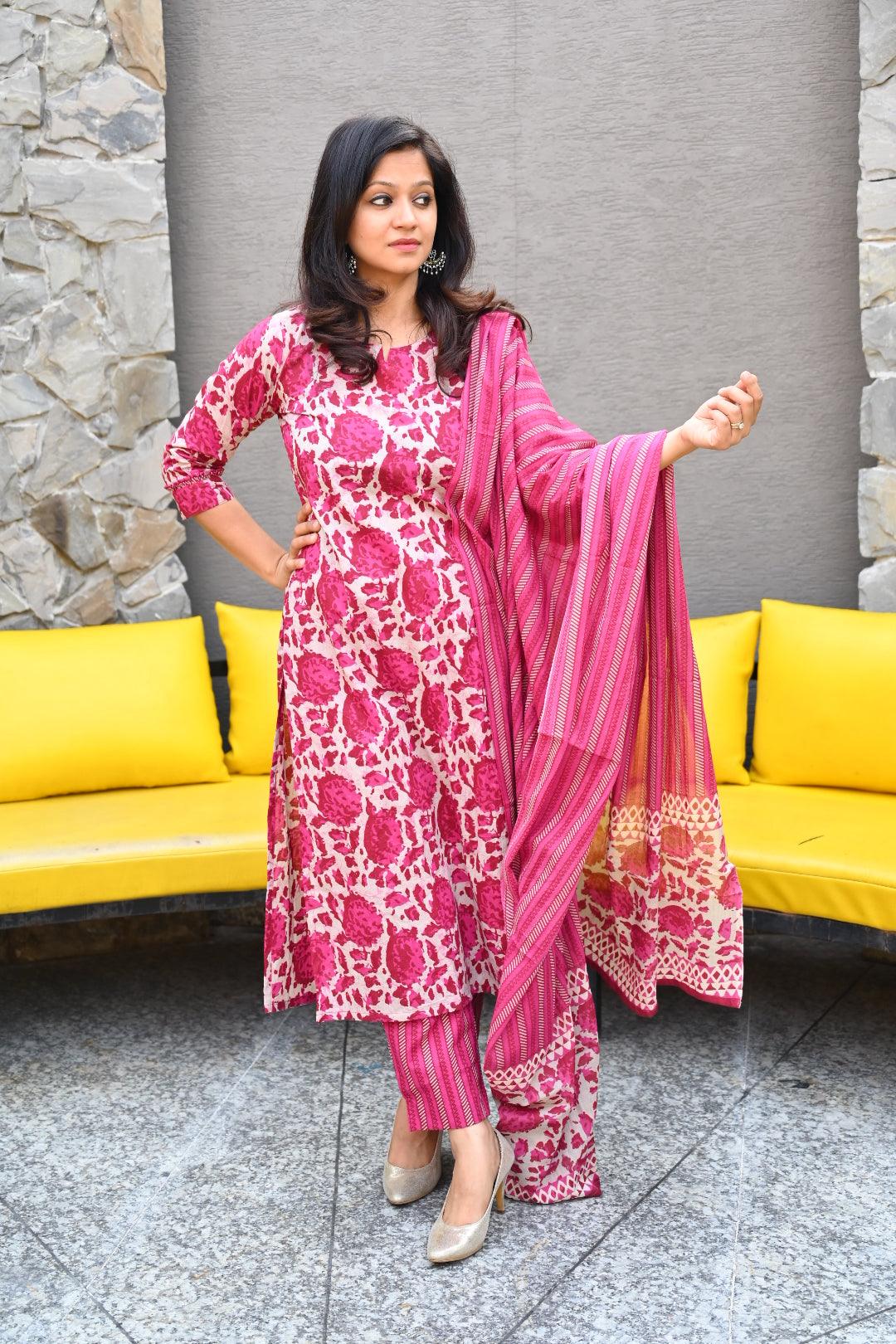 Floral Print Cotton Suit Set