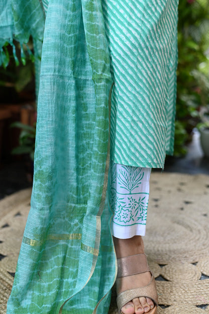 Sky Lehariya Cotton Suit Set
