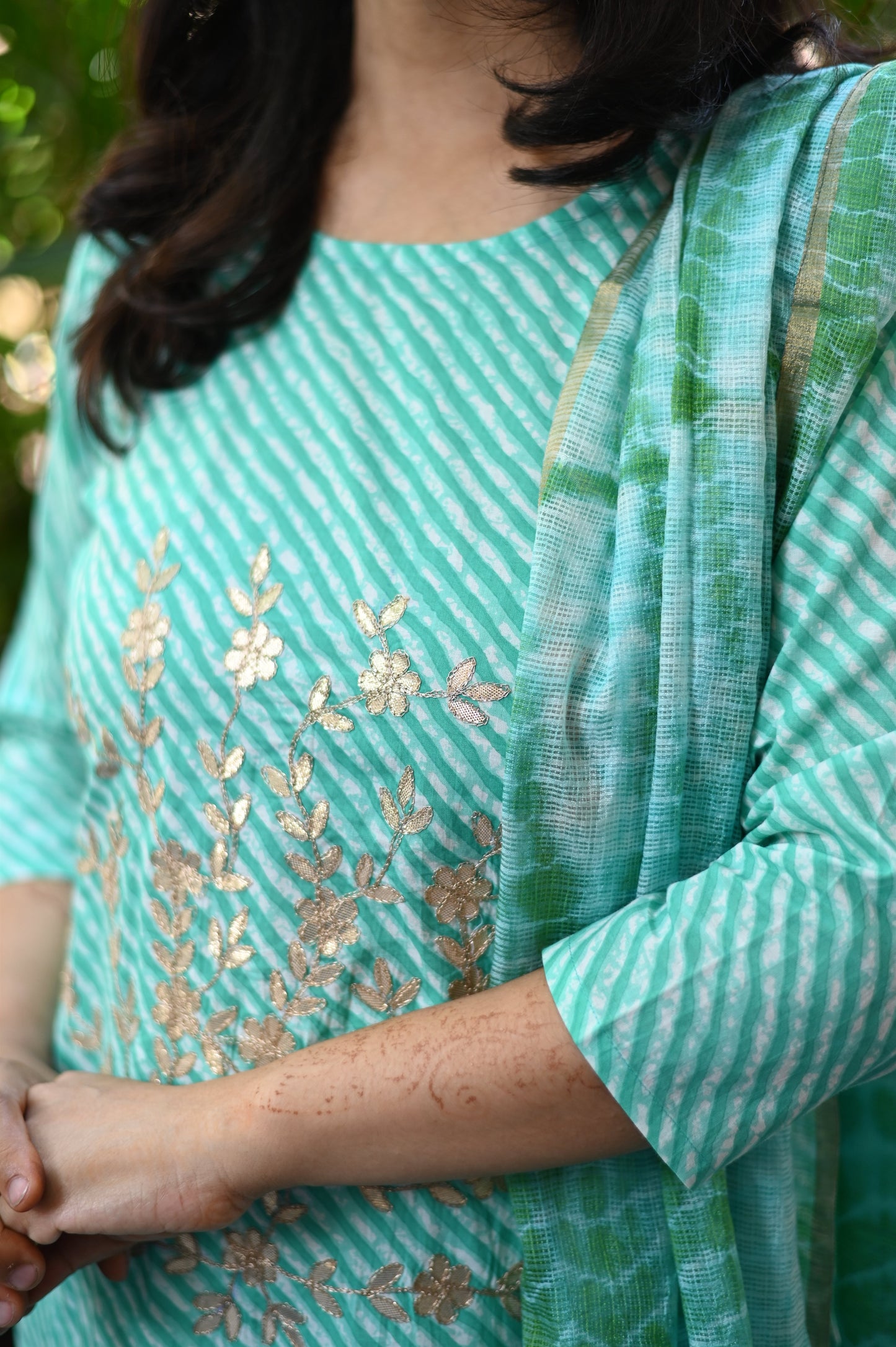 Sky Lehariya Cotton Suit Set
