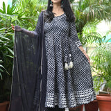 Saanwri Black Lehariya Anarkali Suit Set