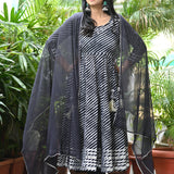 Saanwri Black Lehariya Anarkali Suit Set
