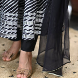 Saanwri Black Lehariya Anarkali Suit Set