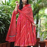 Sindoori Bandhani Anarkali Suit Set