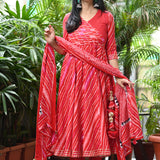 Sindoori Bandhani Anarkali Suit Set